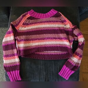 Free people cropped Striped pink Multicolor Women's Sweater small
